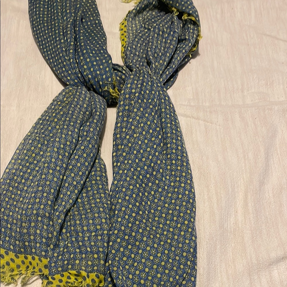 Polka Dot Scarf in Blue and Yellow